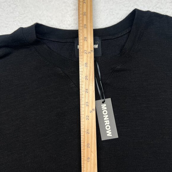 NWT Monrow | Supersoft Crew Neck Sweatshirt Black Size XXL - Picture 5 of 8